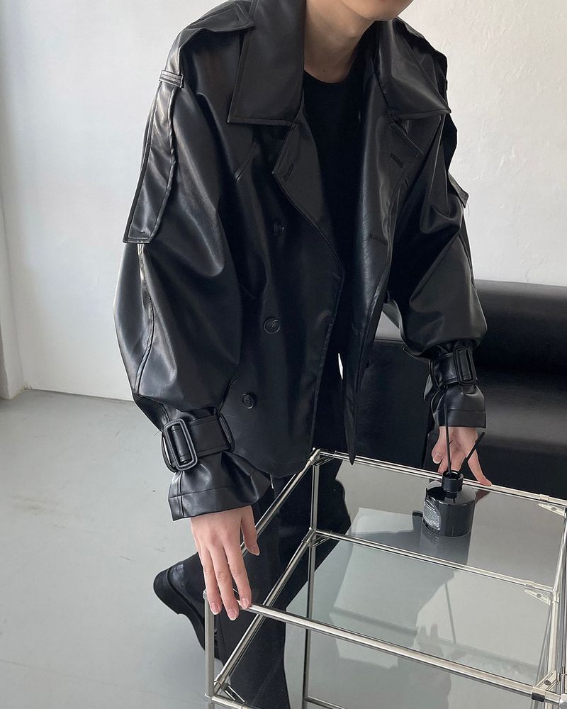 GM leather balloon short jacket (1 colors)