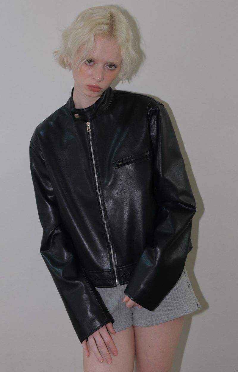 Curetty(キュリティ)の「C EMBROIDERY FAUX RIDER JACKET_BLACK(Jackets/Outerwear)」