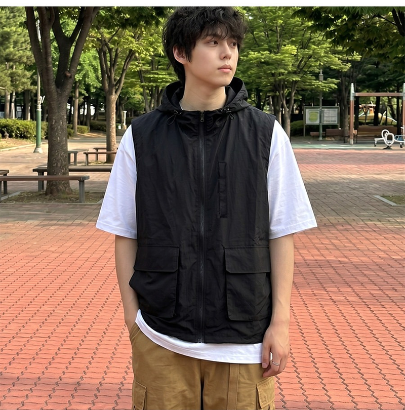 Cool Care Nylon Windbreaker Vest Black