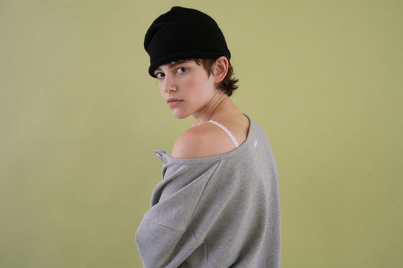 Waffle button t-shirt_gray