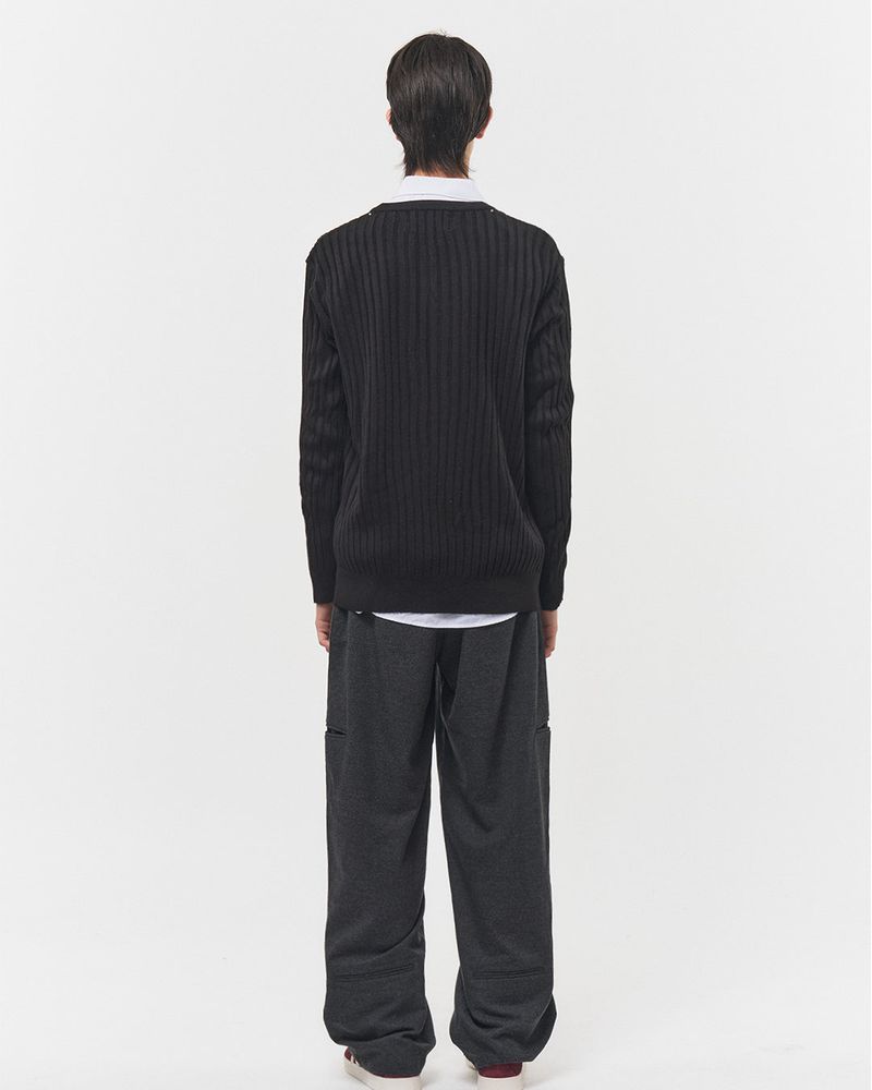 Bluesf merino wool henry neck knitwear - Black