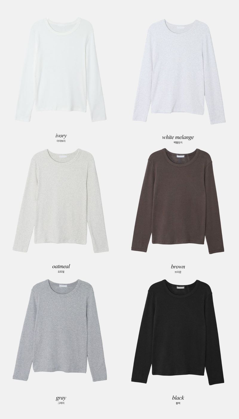 Peach Warm Basic Long Sleeve T-Shirt (6color)