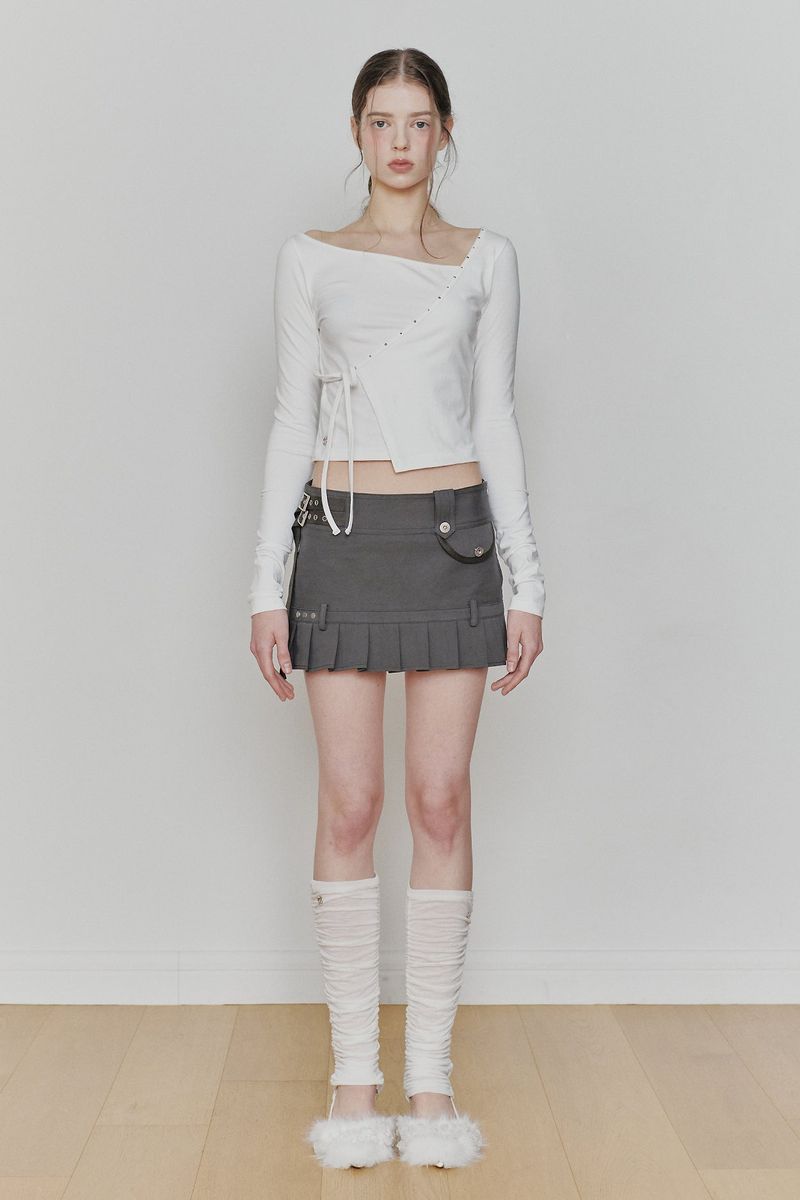 RUE BELTED MINI SKIRT khaki