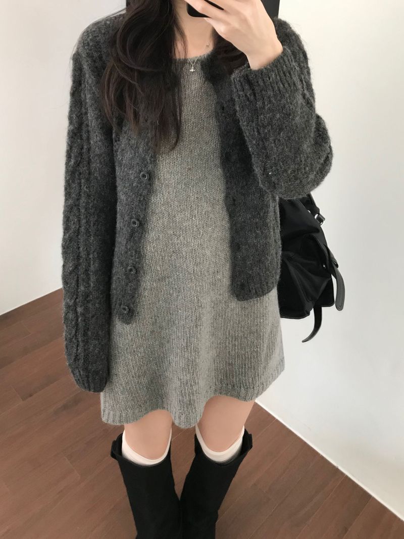 cable cardigan (2 colors)