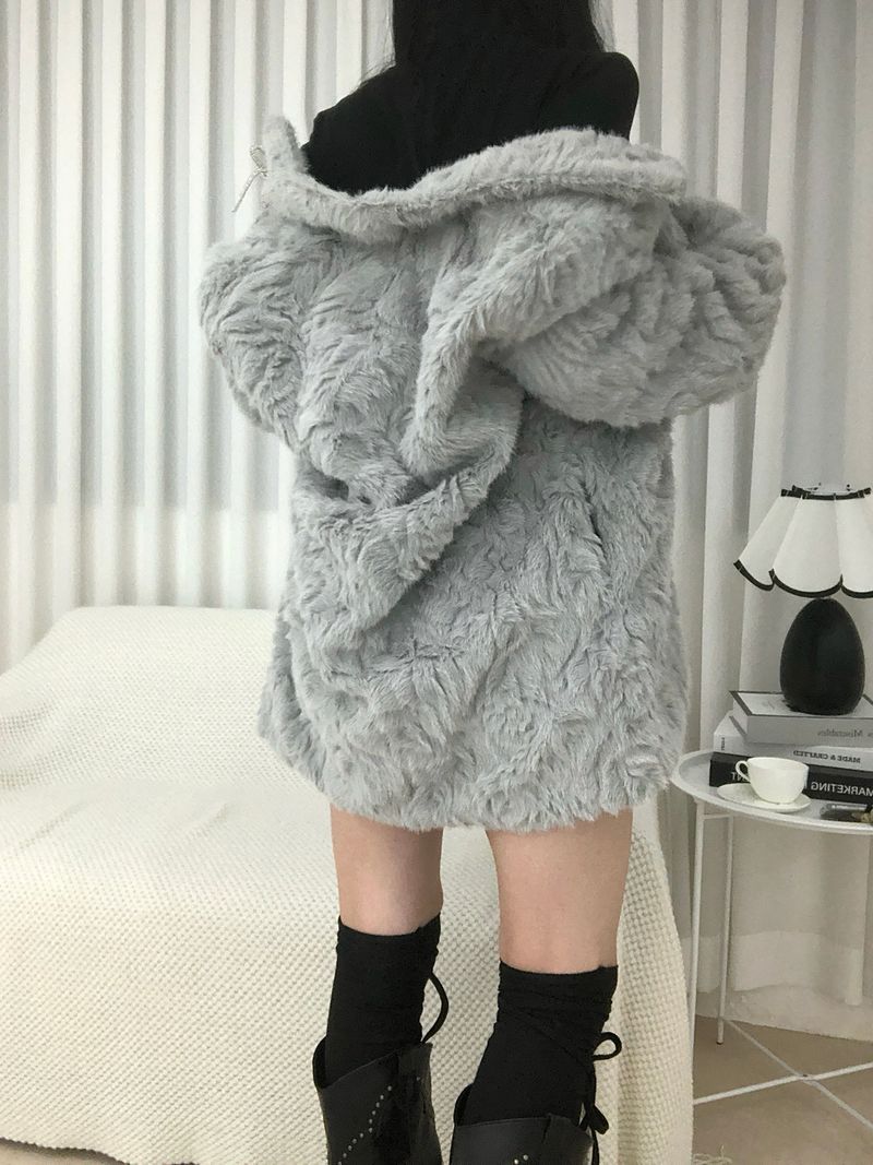 Vintage Creamy Ribbon Fur Jacket