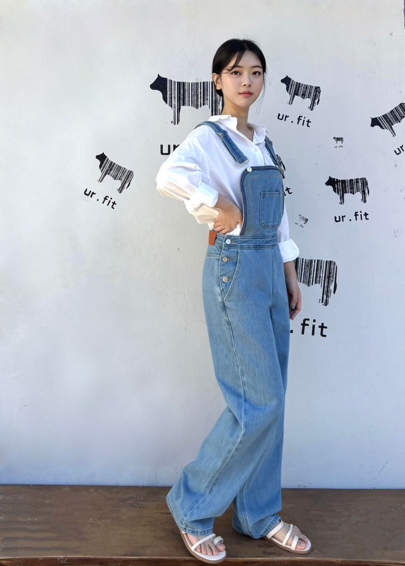 EMBROIDERY OVERALL DENIM PANTS code 25011