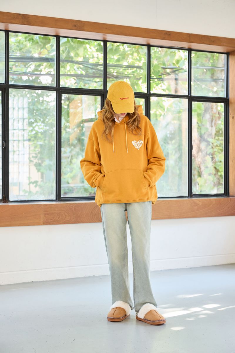 GOODLUCK HEART HOODIE / MUSTARD