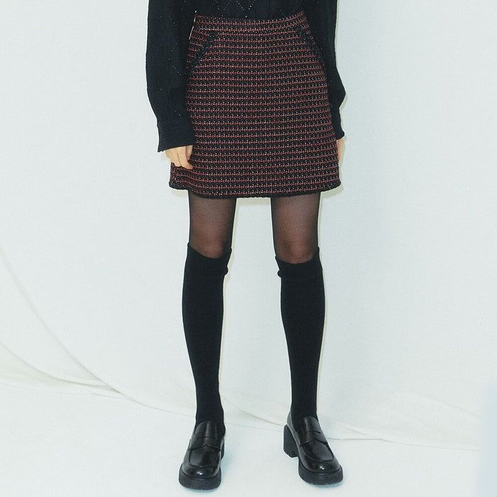 HOKUSPOKUS(ホクスポクス)の「Bulgaria virgin wool A-line tweed skirt / Black(Skirts)」