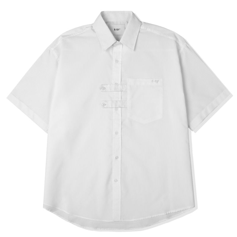 DOBLE HOLDER STRIPE HALF SHIRT WHITE