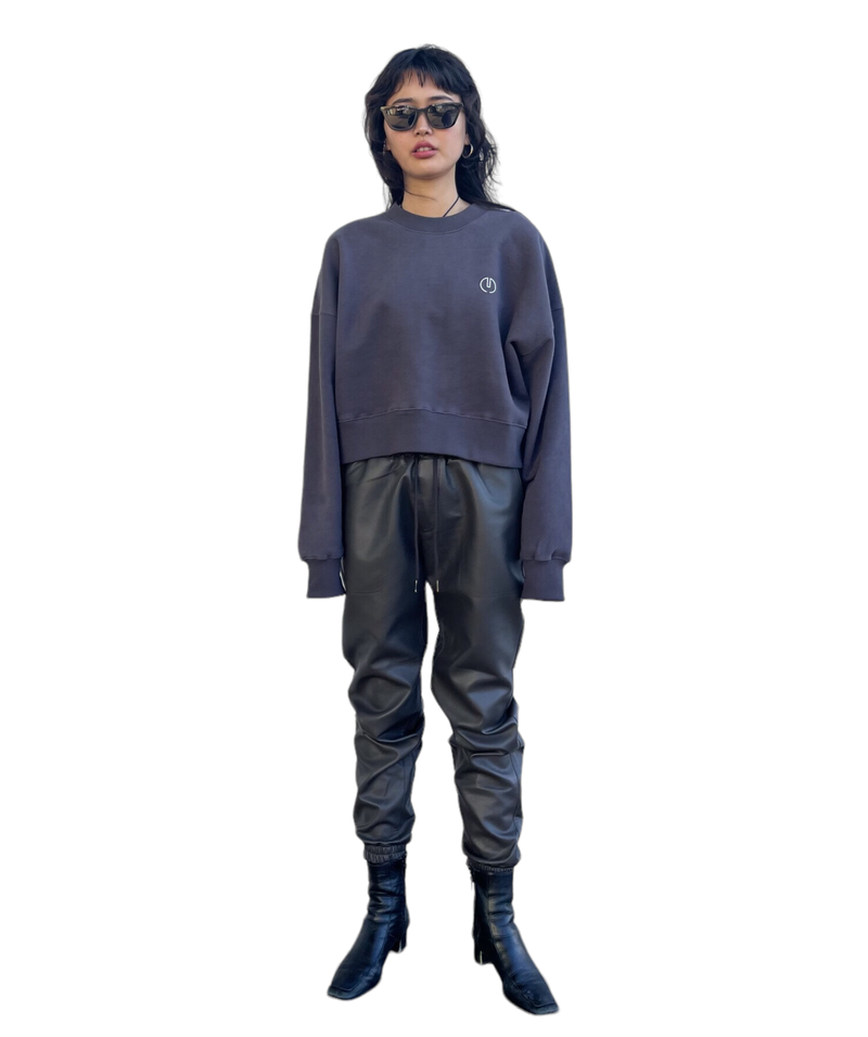 プリントクロップドスウェット/Print Cropped Sweat-CHARCOAL