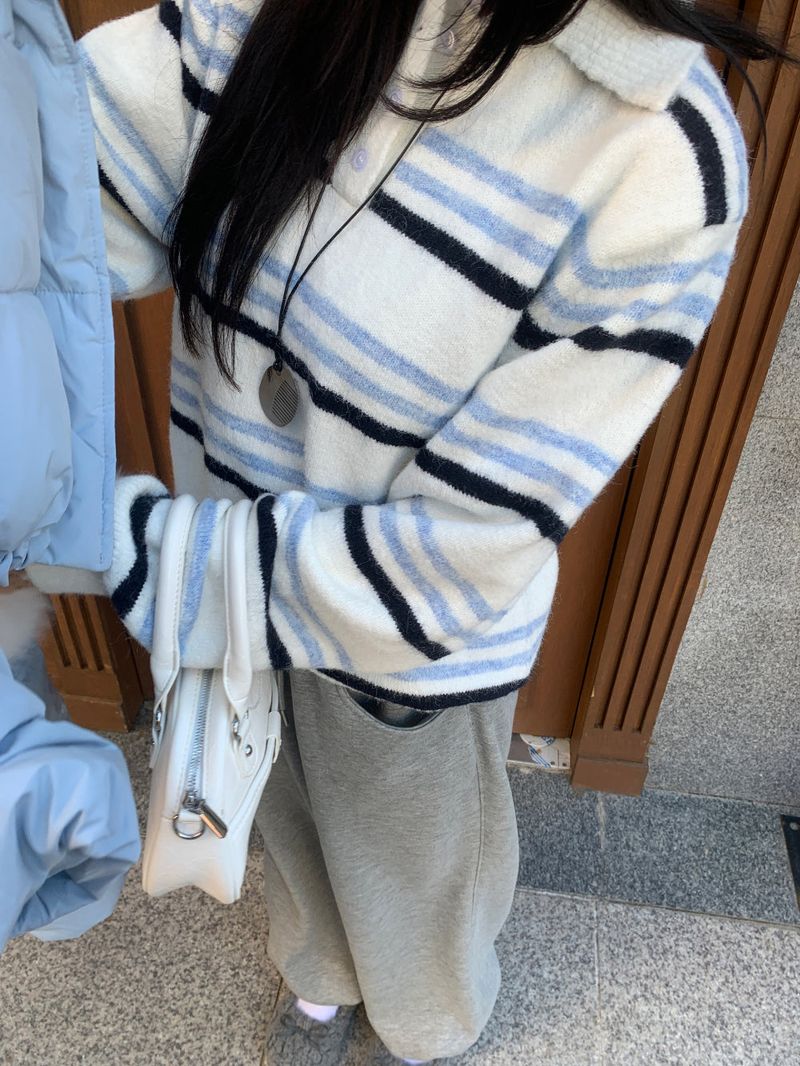 Candy Parade Collar Stripe Knit