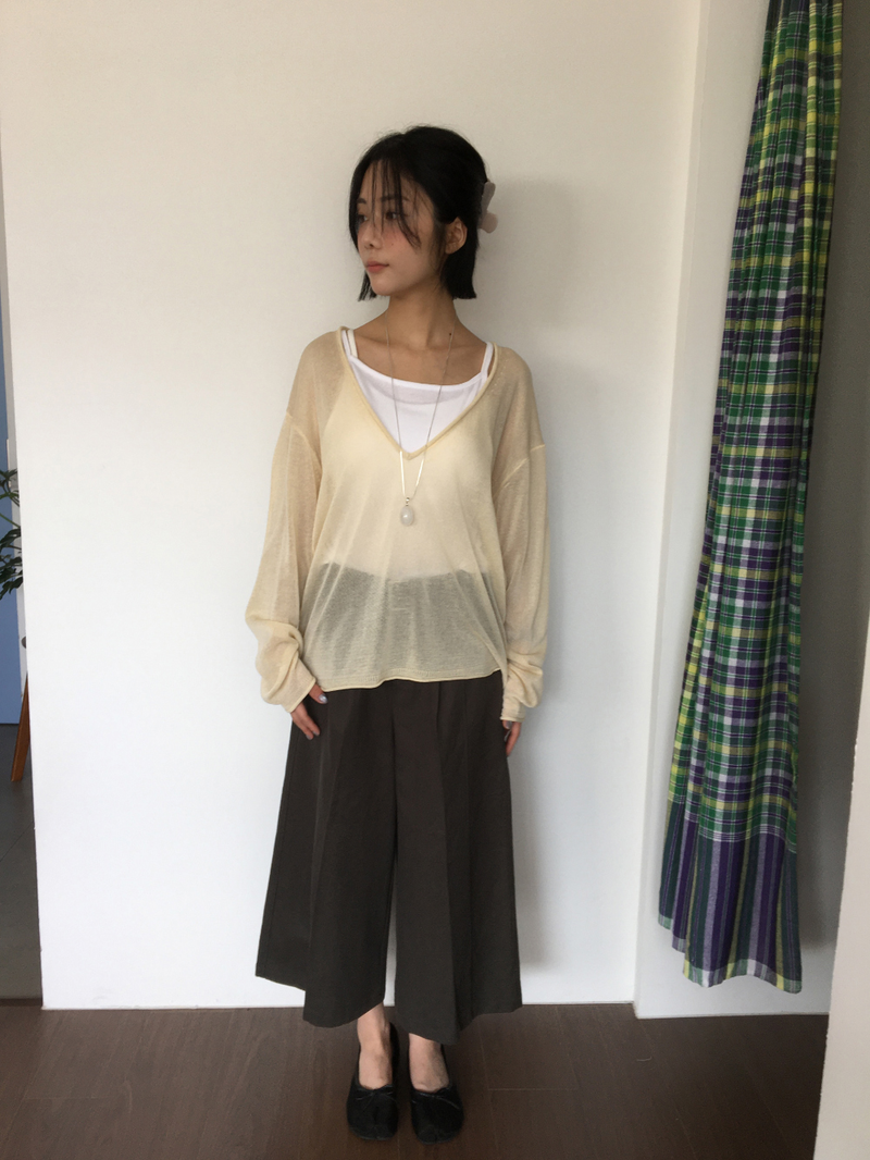 Veiled Summer V-neck Knit (5color)