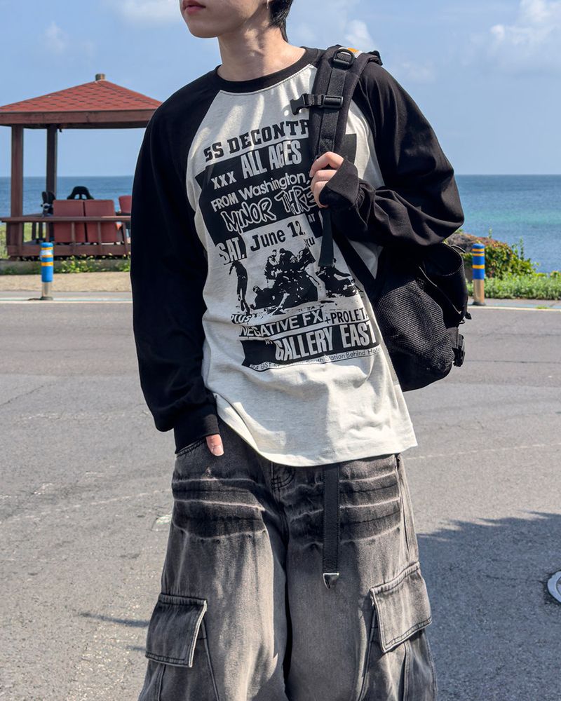 Poster Color Block Raglan Long Sleeve