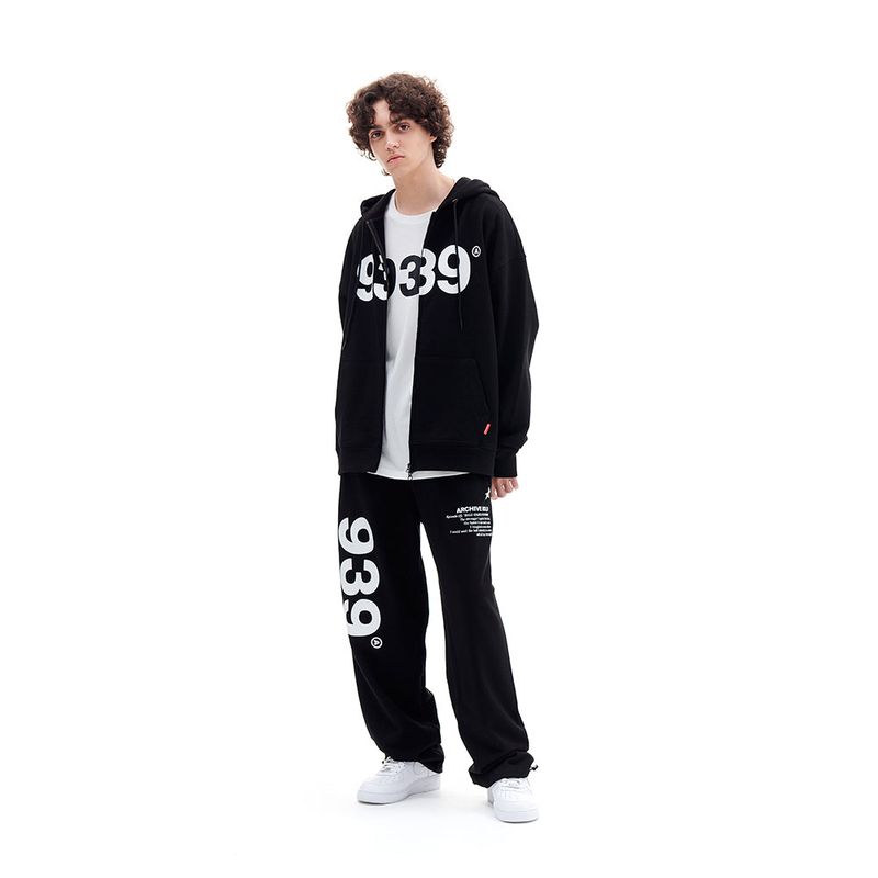 939 LOGO HOOD ZIP-UP (BLACK)