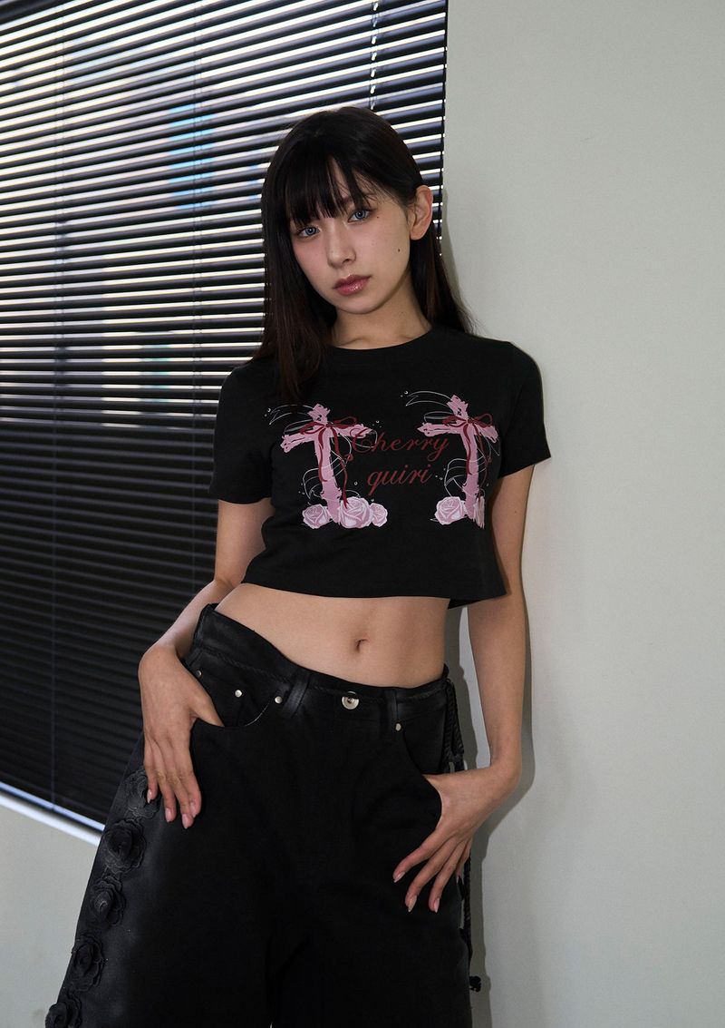 cross roses tee - black