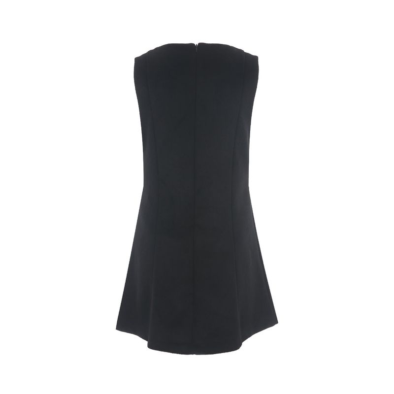 Wool button mini dress 001