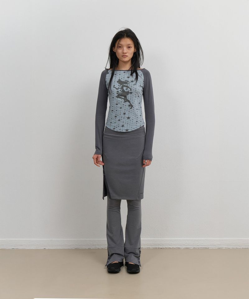 ojos（オホス）の「Button Slit Midi Skirt / Charcoal（Skirts）」