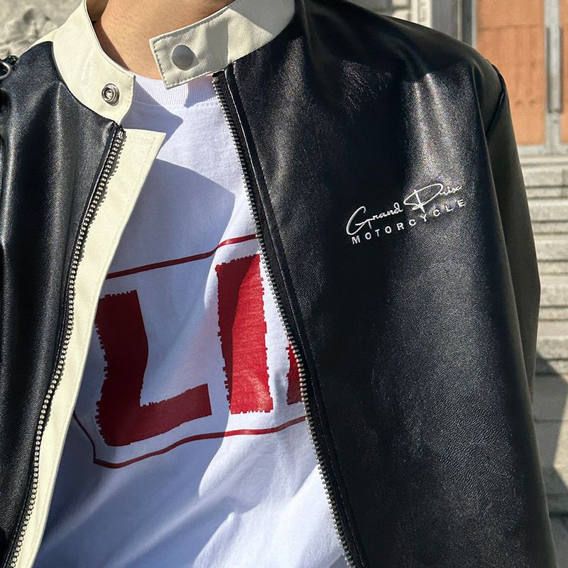 90S Biker Leather Jacket (2color)
