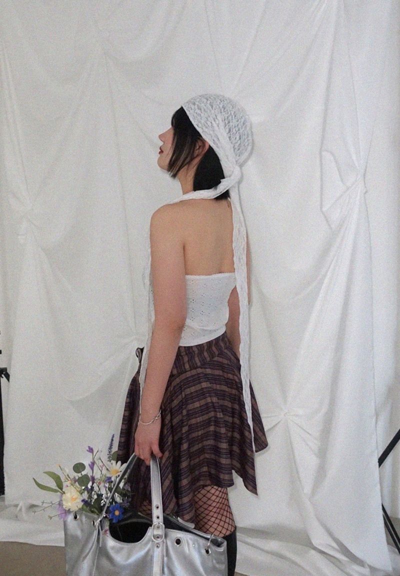 VINTAGE STRIPE ASYMMETRICAL BUCKLE WRAP SKIRT