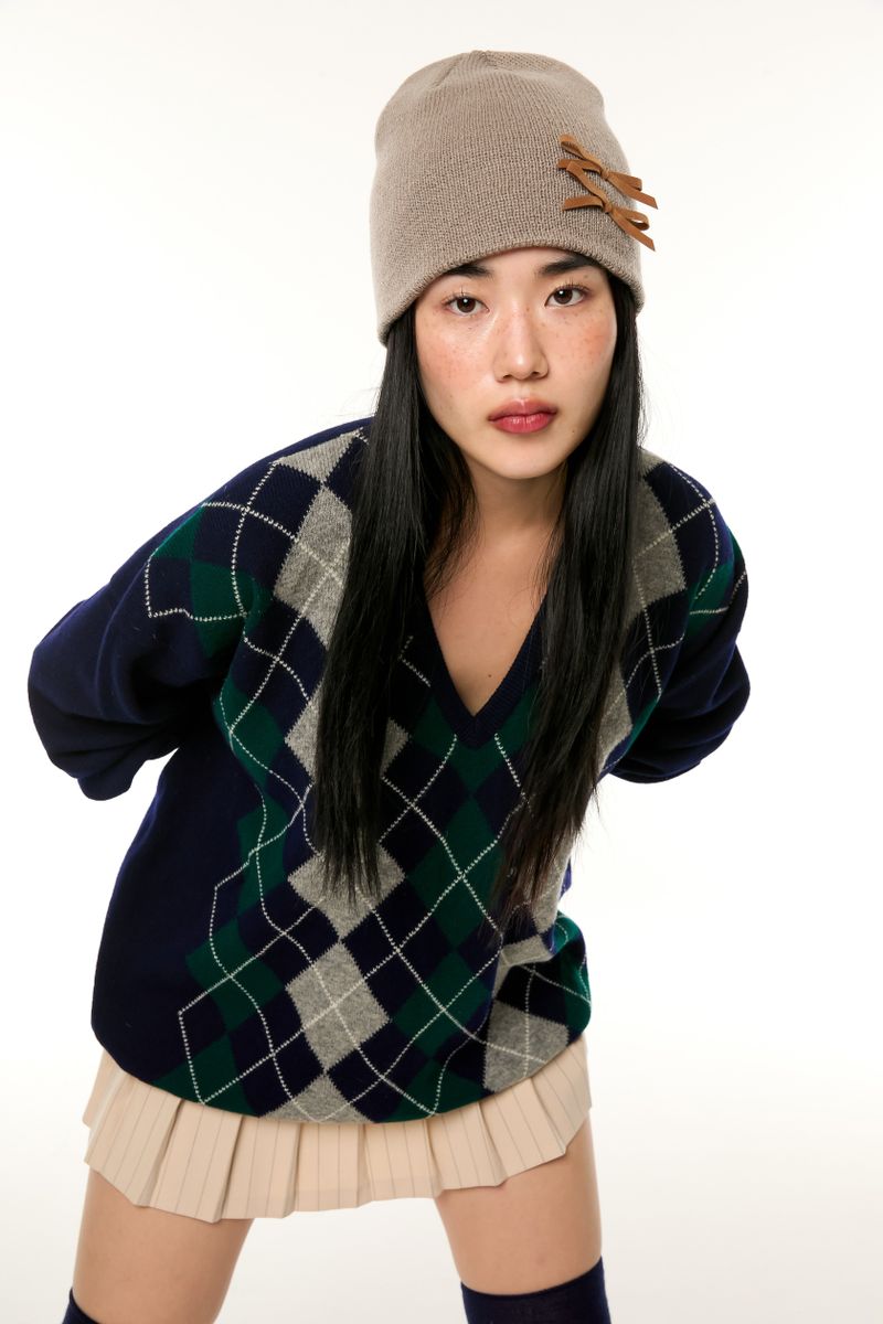 MINI RIBBON BEANIE / BEIGE