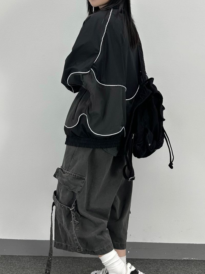 パイピング メッシュ ブルゾン ジャケット