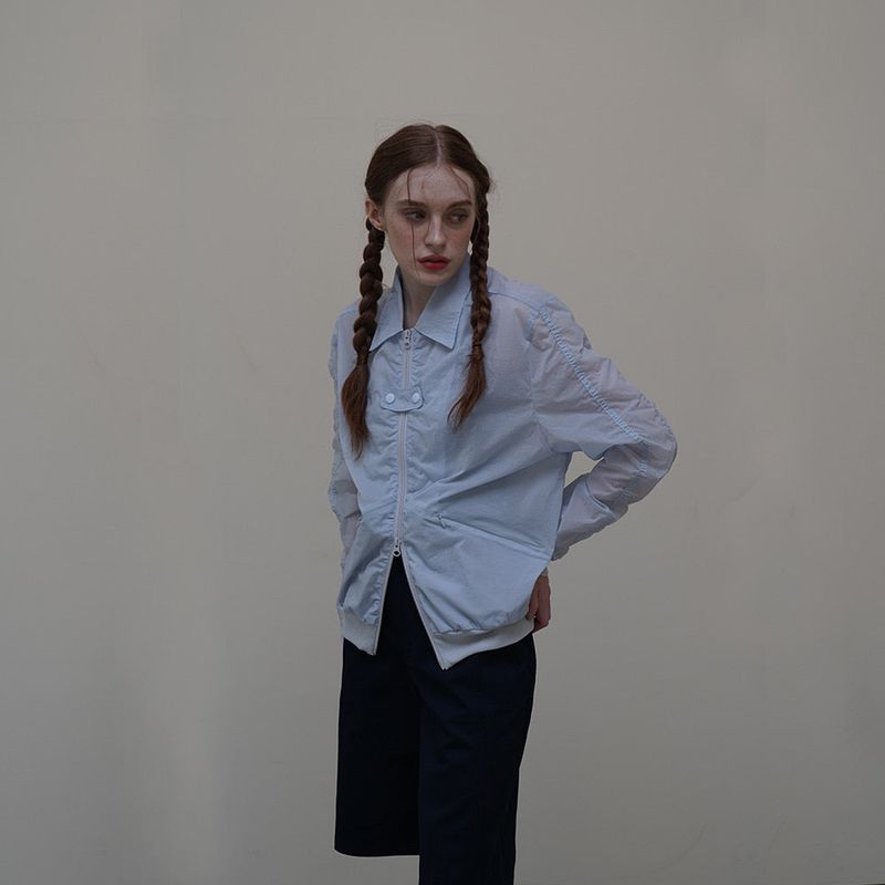 Blue Nylon Shrring Jacket