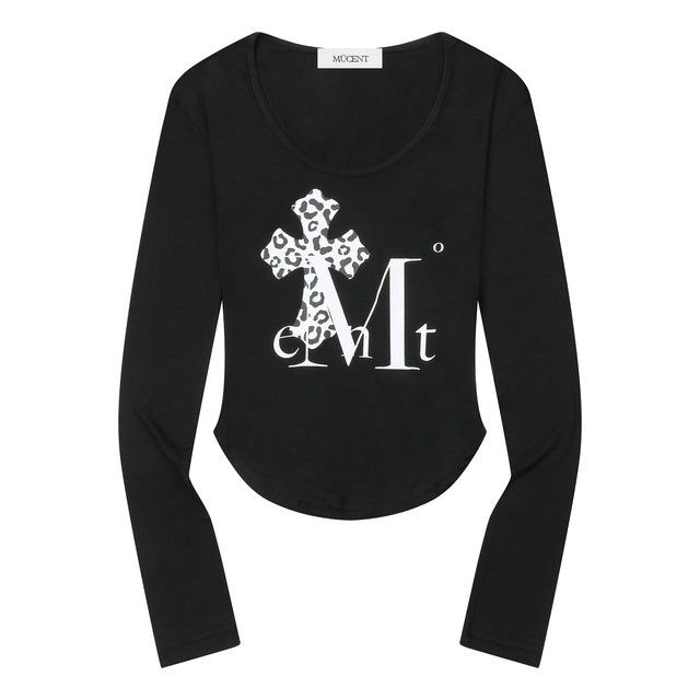 SAHARA LEOPARD CROSS U-NECK LONG SLEEVE T (2Color)