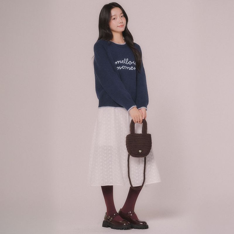 HEART MINI KNITTING BAG (Deep Brown)