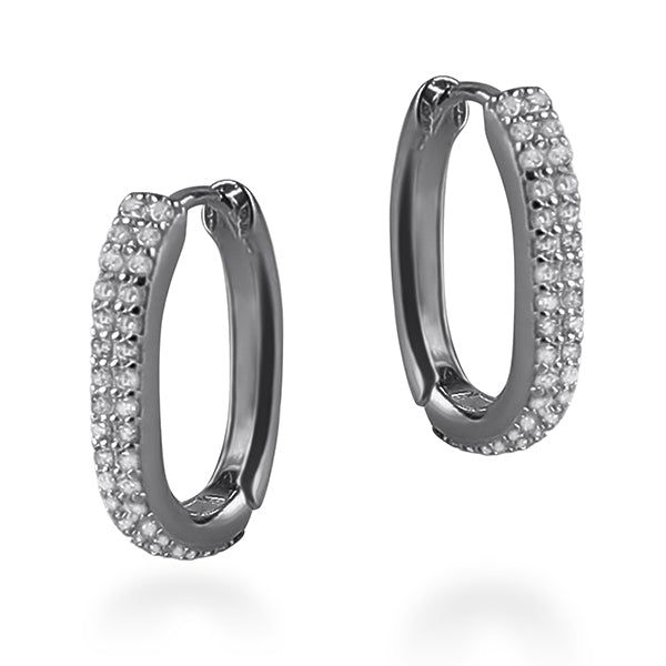 [MONSTA X] S925 Hoop Sha Earrings (Black Silver)