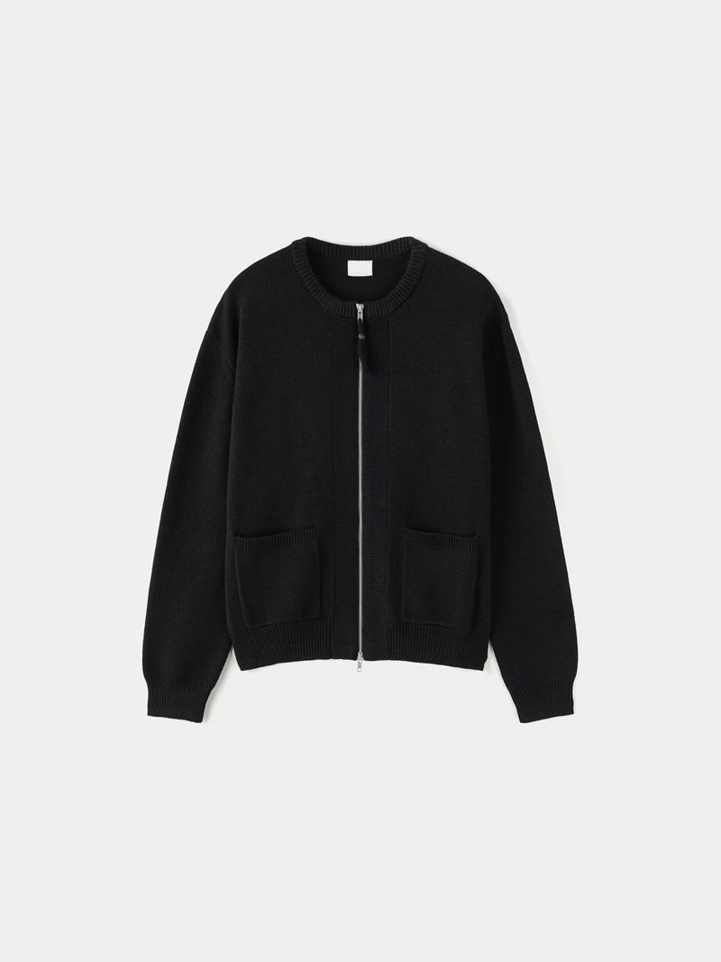 Ring crop knitwear round cardigan