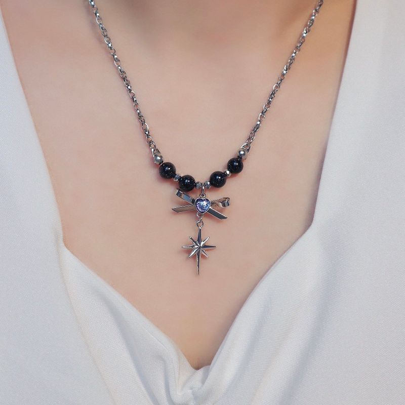 purple starlight heart ribbon necklace