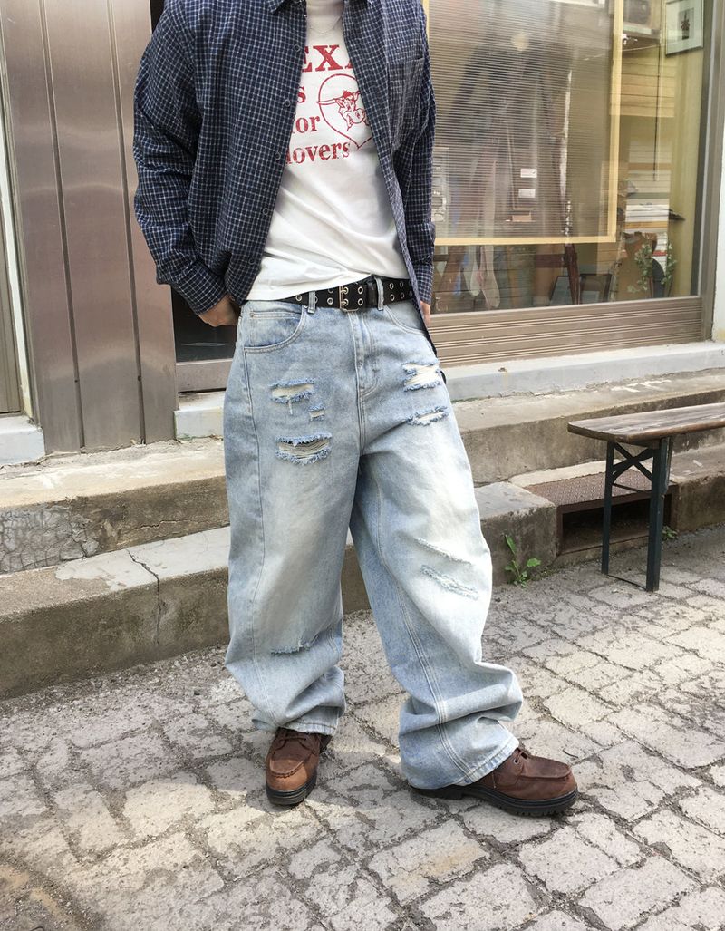No.1726 T damage light denim PT