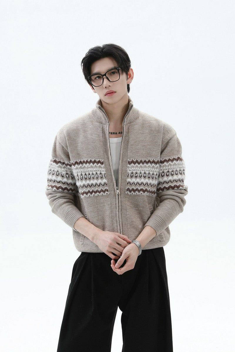 TURNTIDE（ ターンタイド）の「Heavyweight Fair Isle Knit Zip Cardigan（Tops）」