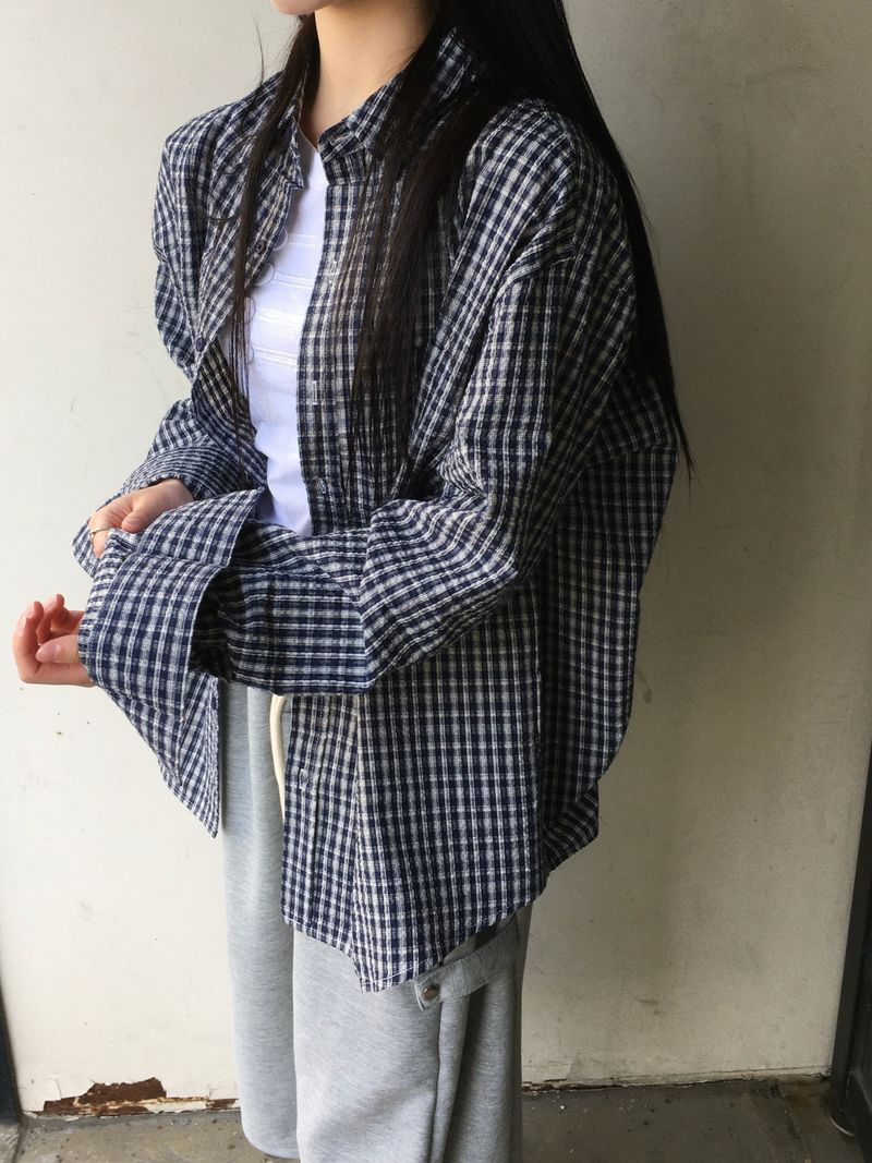 Kib seersucker check shirt (3c)