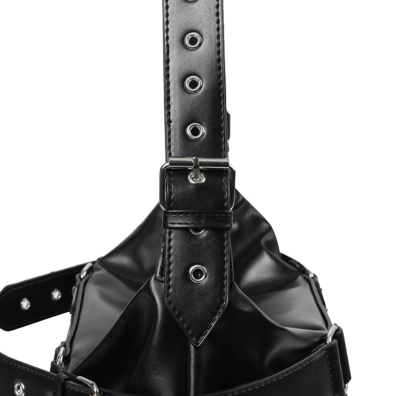 NIV ZIPPER POINT BELTED LEATHER SHOULDER BAG UNISEX