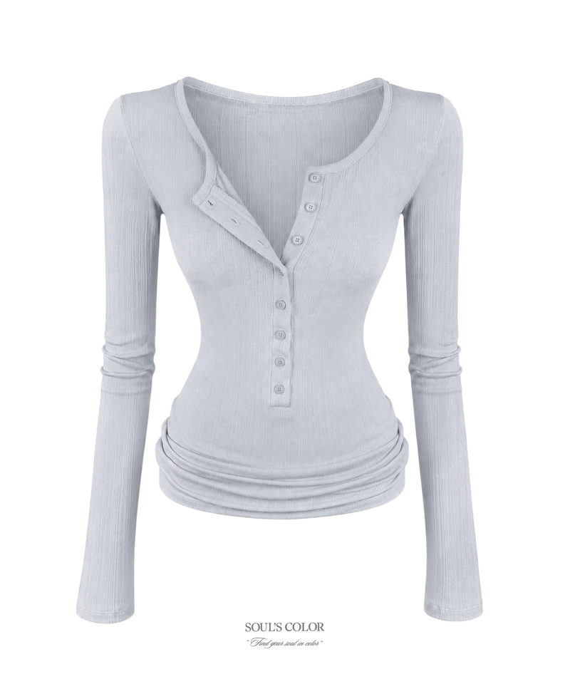 SOUL'S COLOR（ソウルズカラー）の「Slim Rib Button Top (3color)（Tops）」