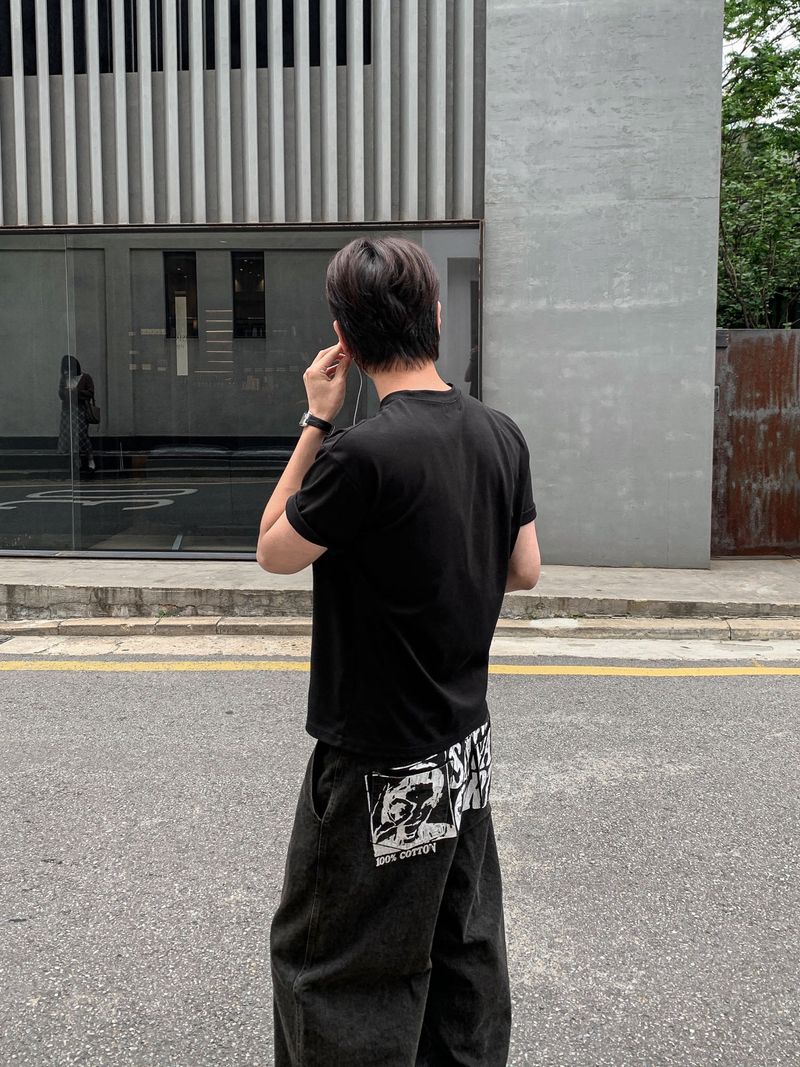 Matsuyama Stone-Washed Printed Denim Pants