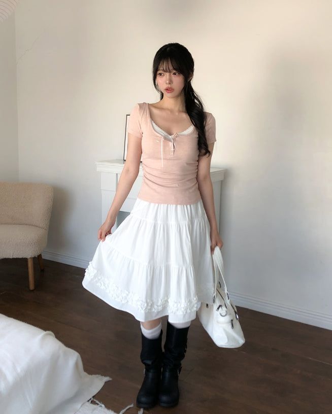 Eti Frill Tiered Midi Skirt