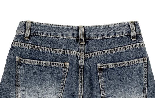Quart Brushed Deep Blue Denim Washing Wide Pants