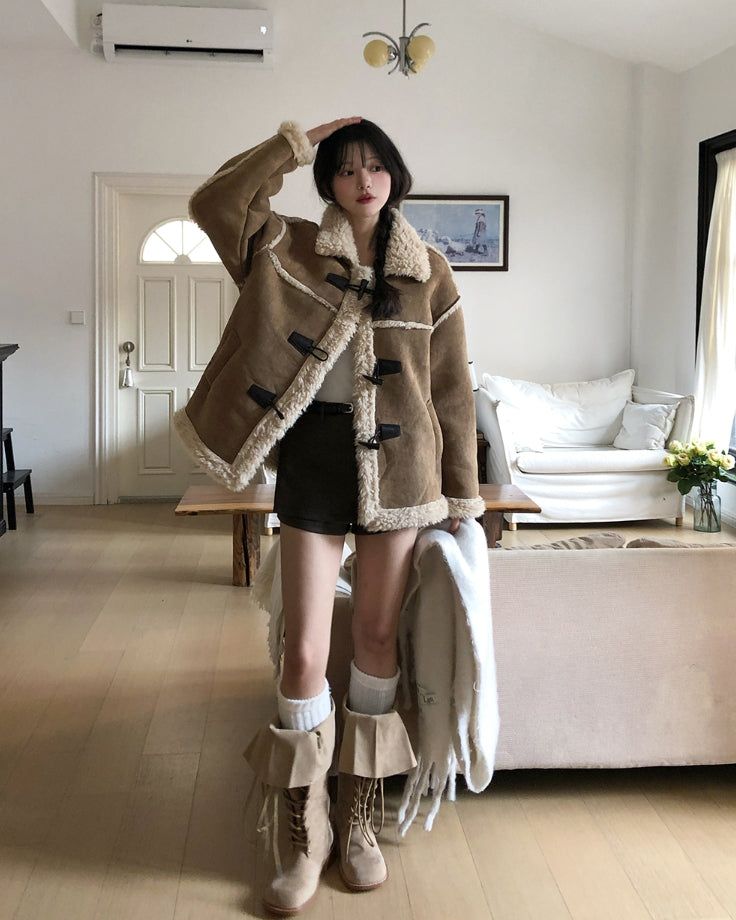 Semu lace-up fold long boots