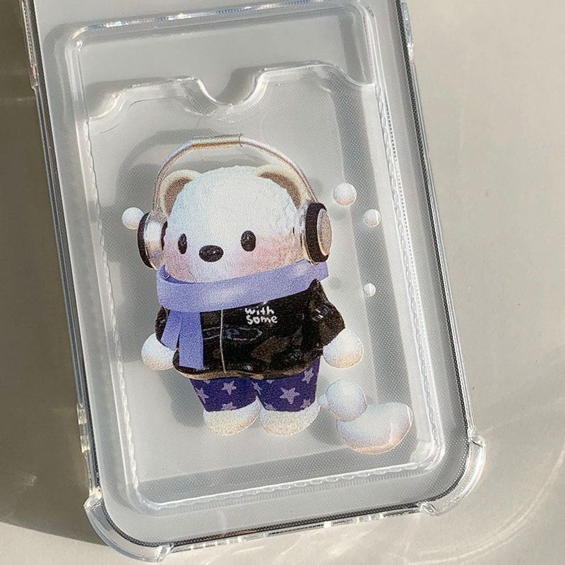 Blue- SnowBear&SnowDuck Card Storage Phone Case