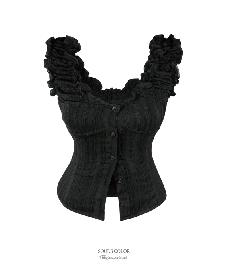 Rosy frill blouse (3color)