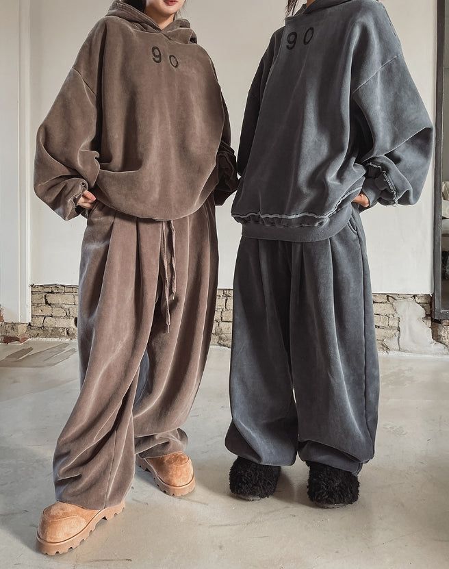 90 Pigmented Brushed Balloon Pintuck Pants