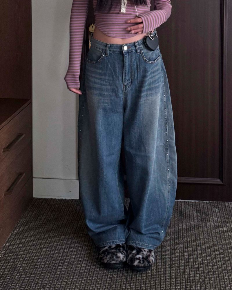Stud denim pants