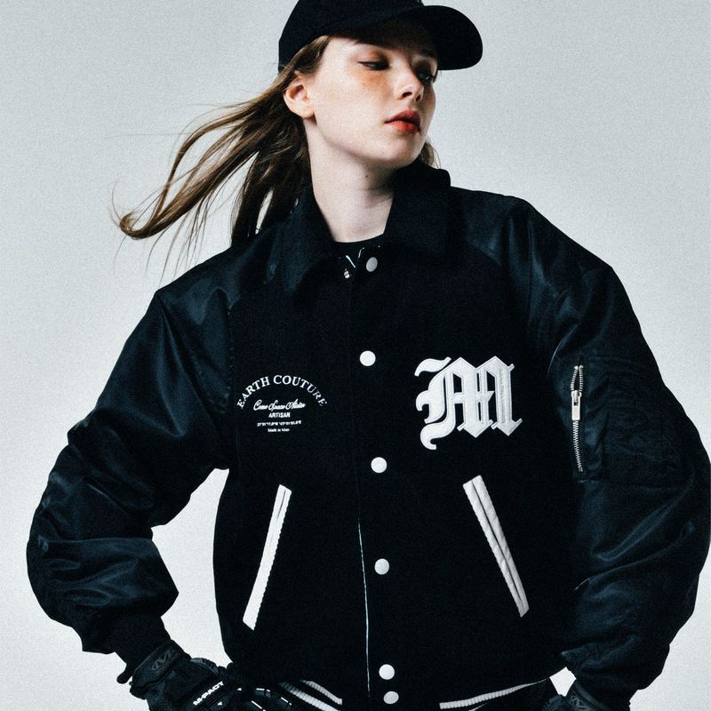C.O.M.E（シーオーエムイー）の「[UNISEX] Reversible Logo-Appliqued Cotton-Corduroy Bomber Jacket (Black)（Tops）」