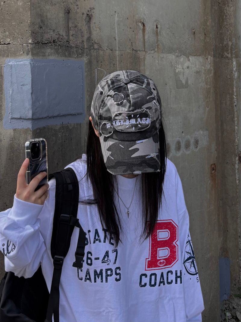 camo damage ball cap