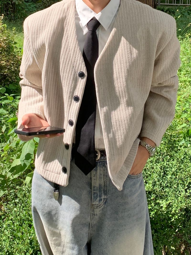 Mensfloor（メンズフロア）の「Berlin V-Neck Crop Cardigan（Jackets/Outerwear）」
