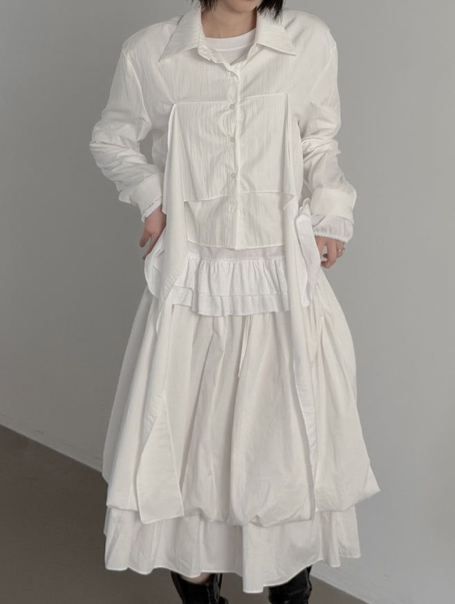 mnem（ムネム）の「Robe Nylon Knot Crop Shirt（Tops）」