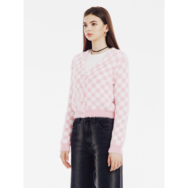 Pink Checkers Cardigan