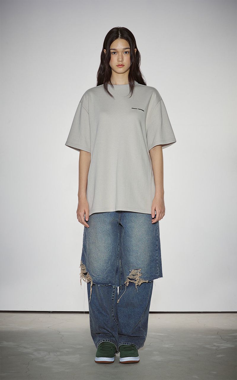 LAYERED DAMAGE DENIM_BEIGE INDIGO